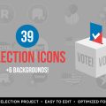 39 Flat USA Election Icons MOGRT for Premiere Pro